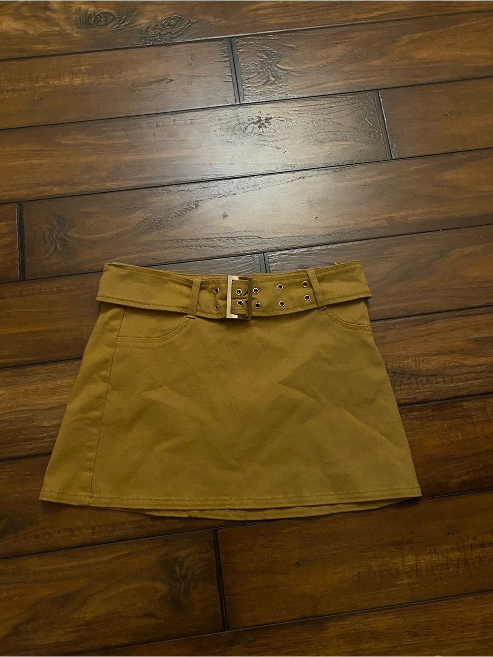 Krush Mustard Yellow High-Waist Mini Skirt with Belt